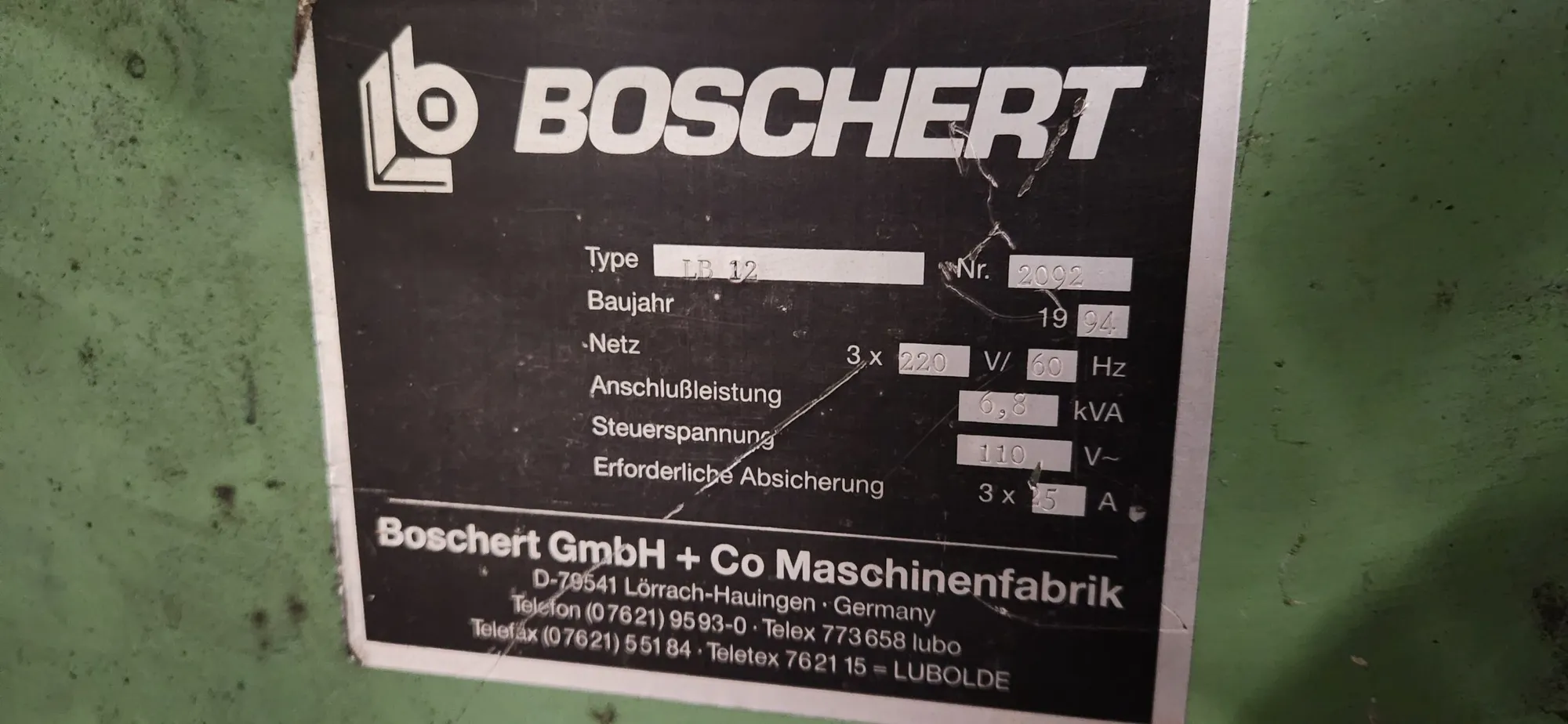 BOSCHERT LB-12 HYDRAULIC CORNER NOTCHING MACHINE, 1/4" MAX THICKNESS, 8.86"X8.86" DIMENSIONS - PIPE & TUBE EQUIPMENT