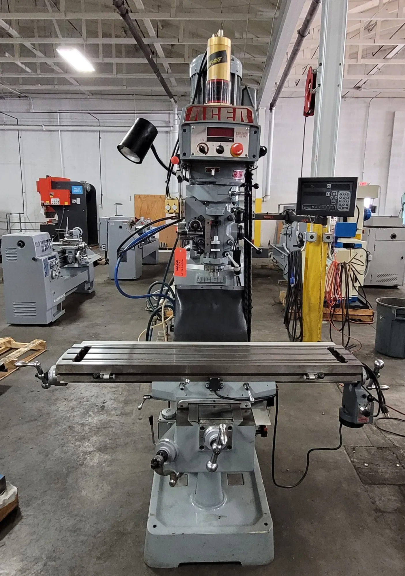 2017 ACER E-MILL 3VS-II VERTICAL MILL, 3HP, 9X49 TABLE, R8, 4500 RPM, DP700 DRO, DRAWBAR - VERTICAL MILLING MACHINES