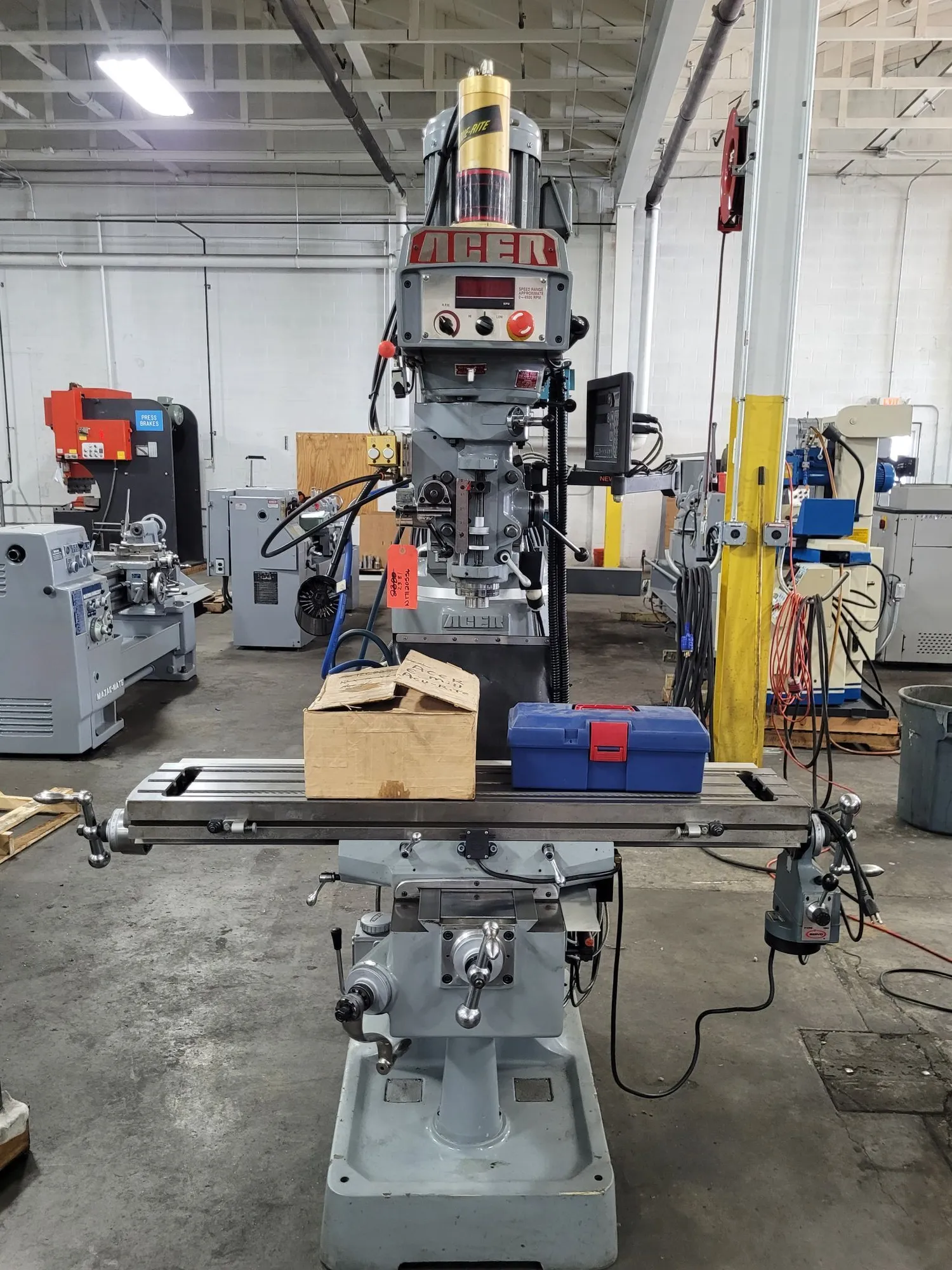2017 ACER E-MILL 3VS-II VERTICAL MILL, 3HP, 9X49 TABLE, R8, 4500 RPM, DP700 DRO, DRAWBAR - VERTICAL MILLING MACHINES