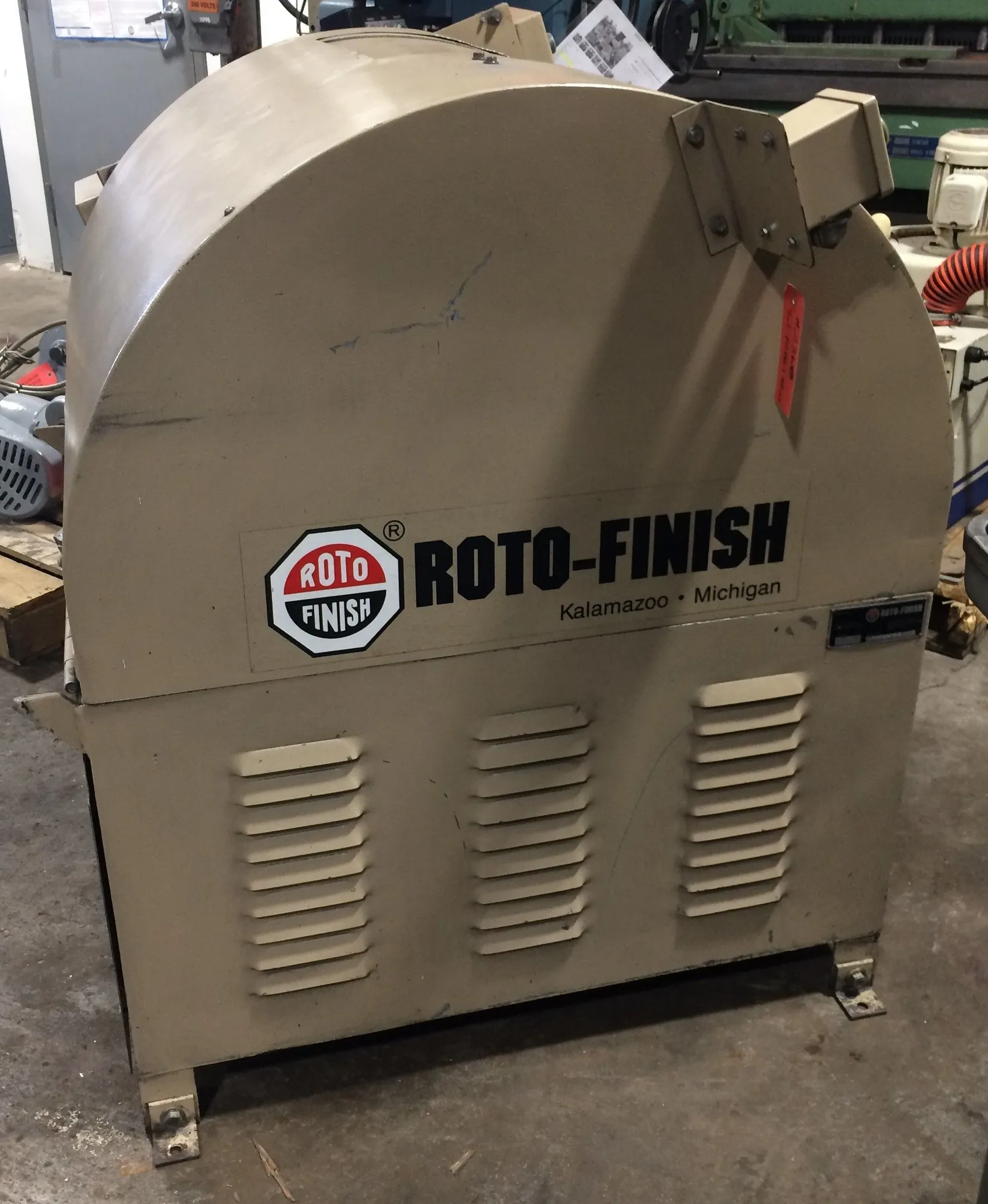 ROTO FINISH RCB-8 CENTRIFUGAL BARREL FINISHING MACHINE, 1 CU FT, 7X10, 2 HP, 180 RPM TURRET - VIBRATORY FINISHING MACHINES