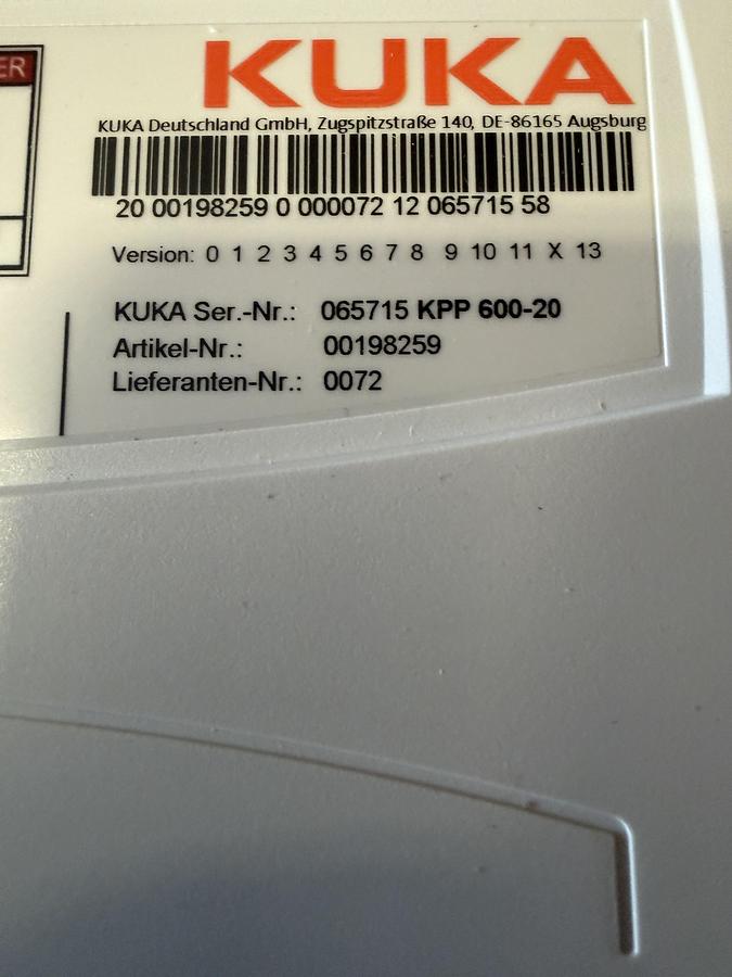 KUKA Power Supply Art No. 00198259 KPP 600-20 Type ECMBP0D3004BE531 - POWER SUPPLIES