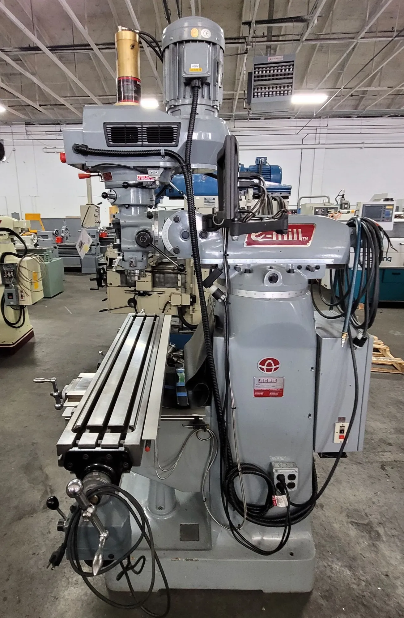 2017 ACER E-MILL 3VS-II VERTICAL MILL, 3HP, 9X49 TABLE, R8, 4500 RPM, DP700 DRO, DRAWBAR - VERTICAL MILLING MACHINES